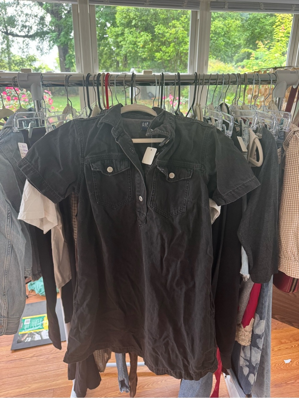 GAP Black Short Sleeve Debim Dress